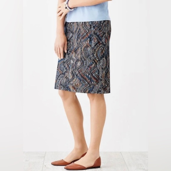 J. Jill Mod Paisley Jacobean Print Ponte Pencil Skirt Size Medium - Picture 6 of 7